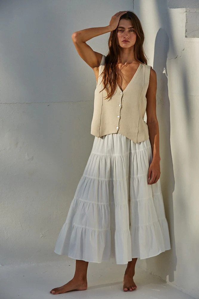 Button Up Cream Vest S | amandenimes