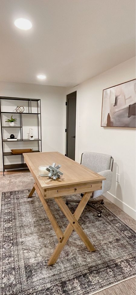 Home office 
Desk, chair, bookshelf, art, rug, decor, home staging, styling 

#LTKhome #LTKstyletip