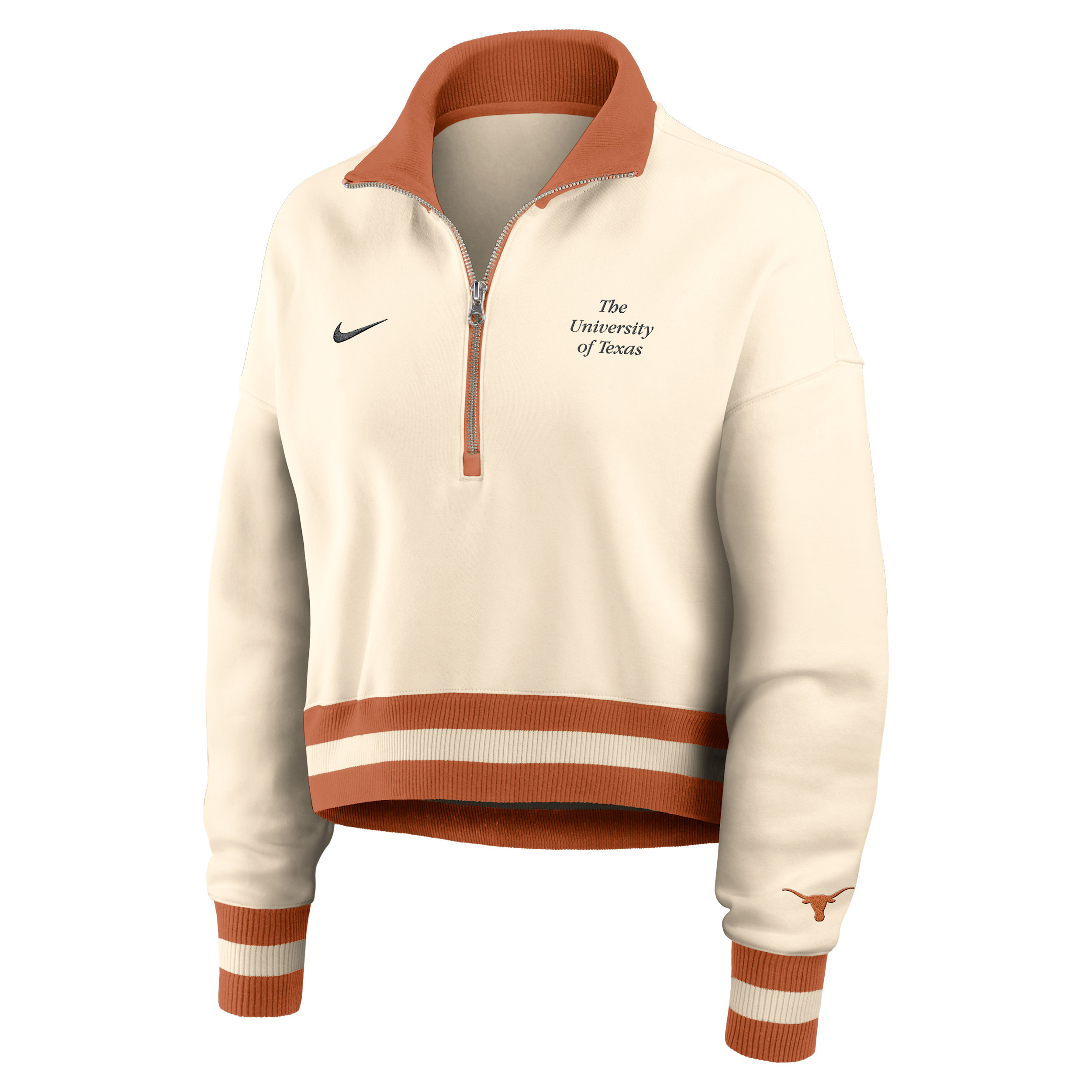 Texas Legacy Nike Women's College Cropped 1/4-Zip Crew in Brown | 03O80C39TXE-FFD | Nike (US)