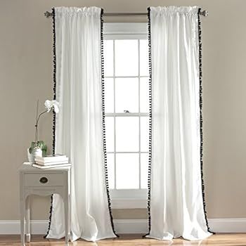 Elrene Home Fashions Bianca Semi-Sheer Rod Pocket Window Curtain Panel with Tassels 52" x 84" (1)... | Amazon (US)