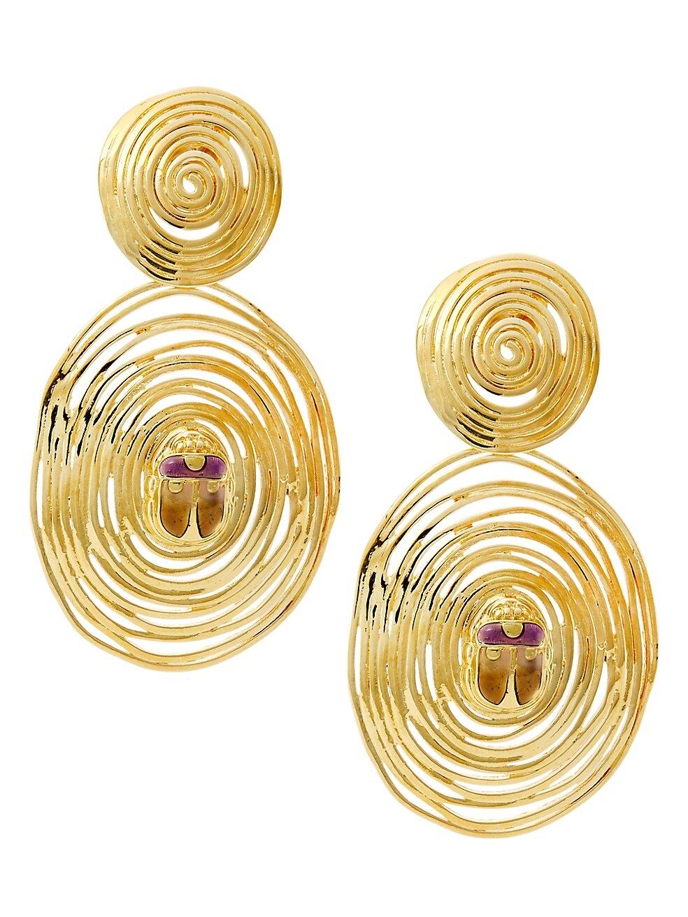 Gas Bijoux 24K Gold-Plated &amp; Enamel Beetle Earrings | Saks Fifth Avenue