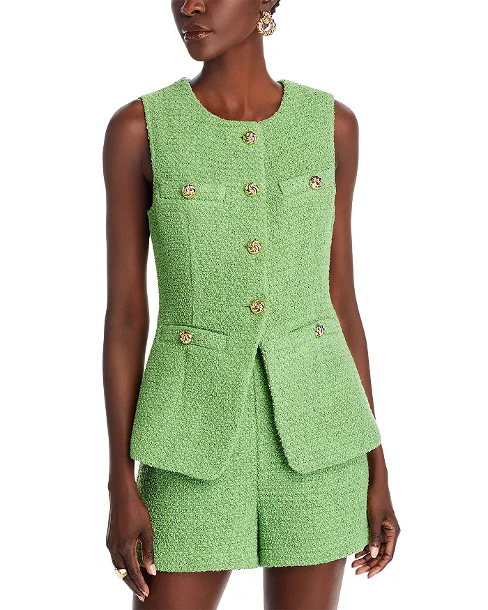 Tweed Button Trim Split Top | Bloomingdale's (US)