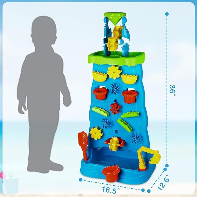 Water Table Toys for Toddlers, Double-Sided Waterfall Discovery Wall Sensory Water Play Table for... | Amazon (US)