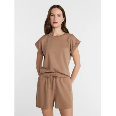 Lissome Women s Scuba Knit Lounge Set 2-Piece Top and Shorts Sizes S to 4X | Walmart (US)