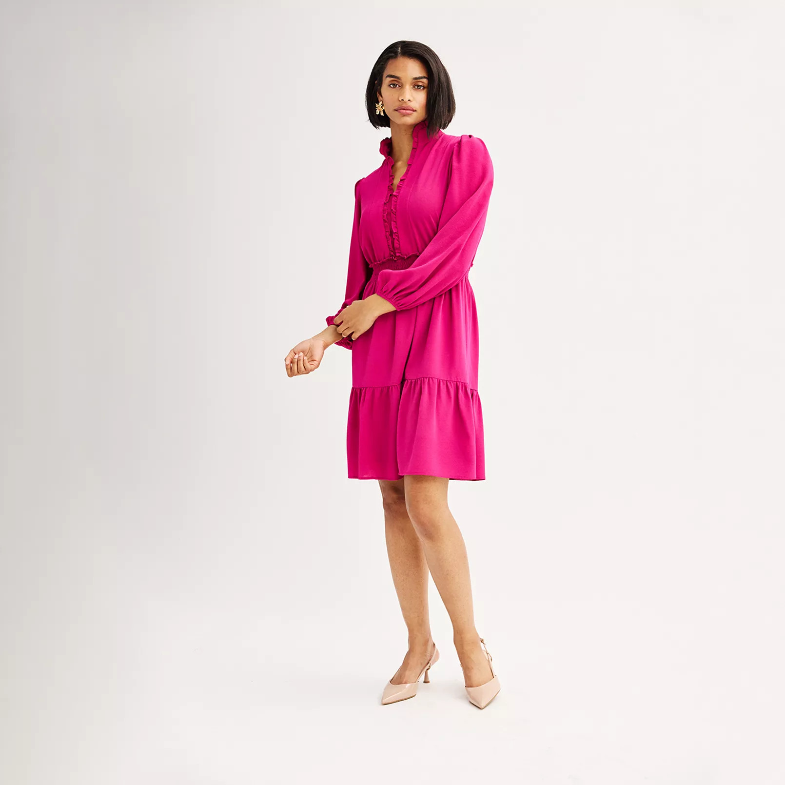 Women's London Times Smocked Waist Tiered Mini Dress | Kohl's