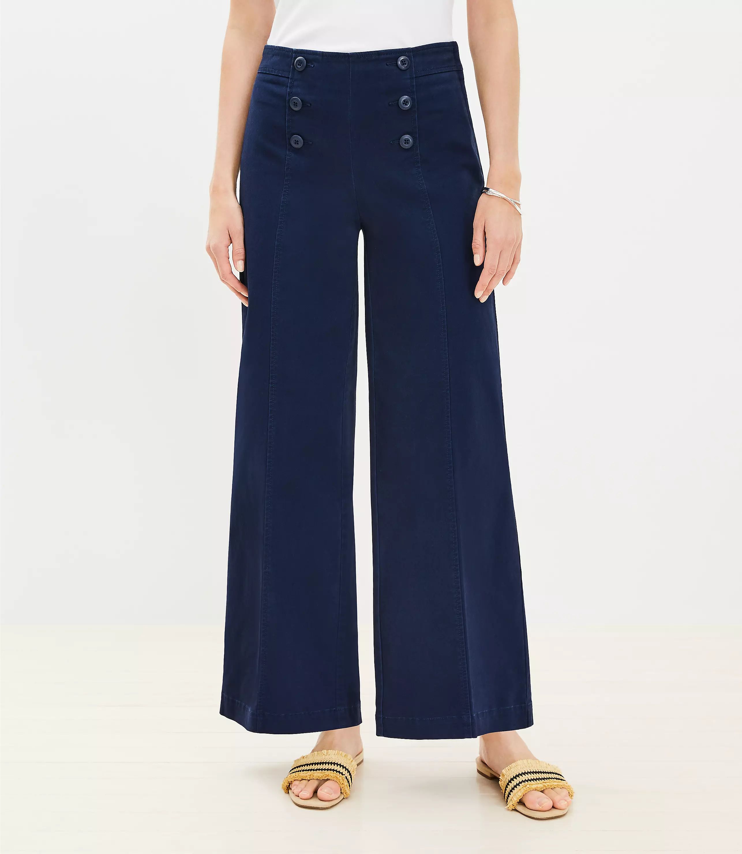 Wide Leg Sailor Pants in Twill | LOFT