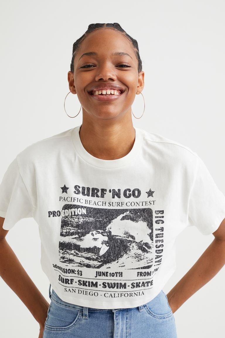 Printed Crop T-shirt | H&M (US + CA)
