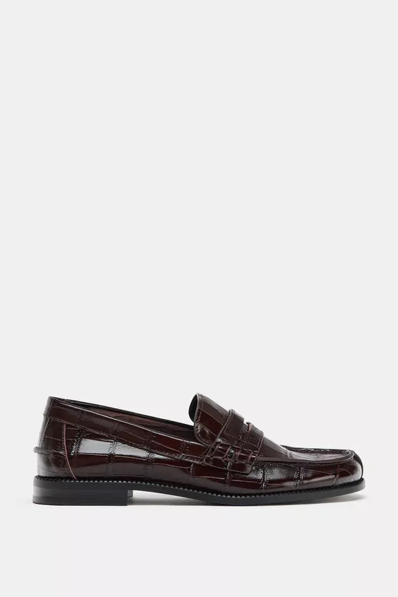 EMBOSSED LEATHER LOAFERS | Zara UK