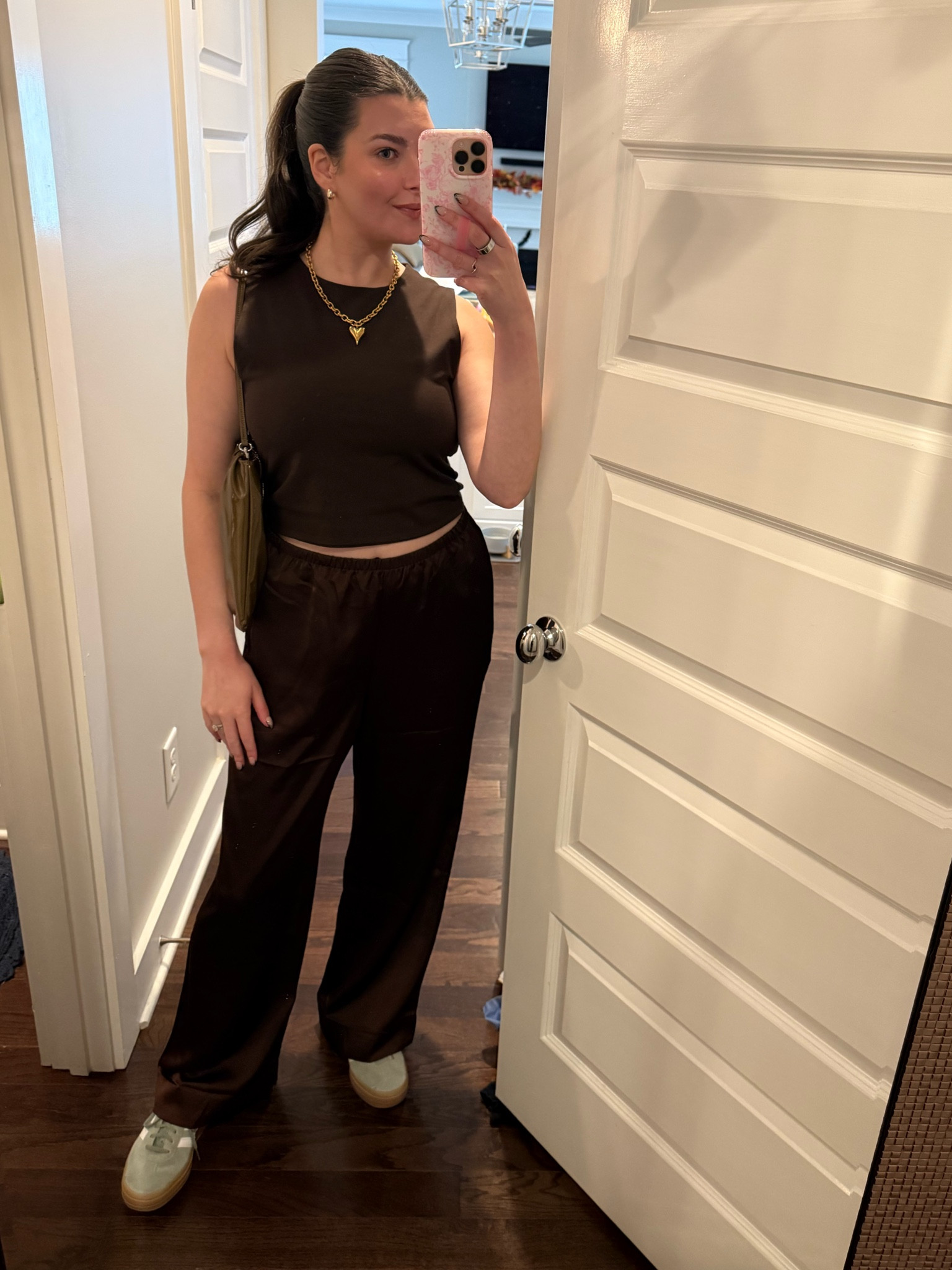 Casual OOTD. I’ve been loving these satin pants from Target! 

Tank is from Zara, linked similar. Bag is the Staud Wally bag in patent. No longer sold in patent, but linked in suede  

#LTKStyleTip #LTKFindsUnder50 #LTKSeasonal