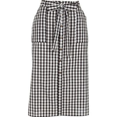 River Island Womens Black gingham button through midi skirt | River Island (UK & IE)