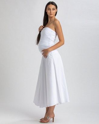 PIETRO BRUNELLI MATERNITYMaternity Strapless Side Ruching Poplin and Jersey Coco Dress | Macy's