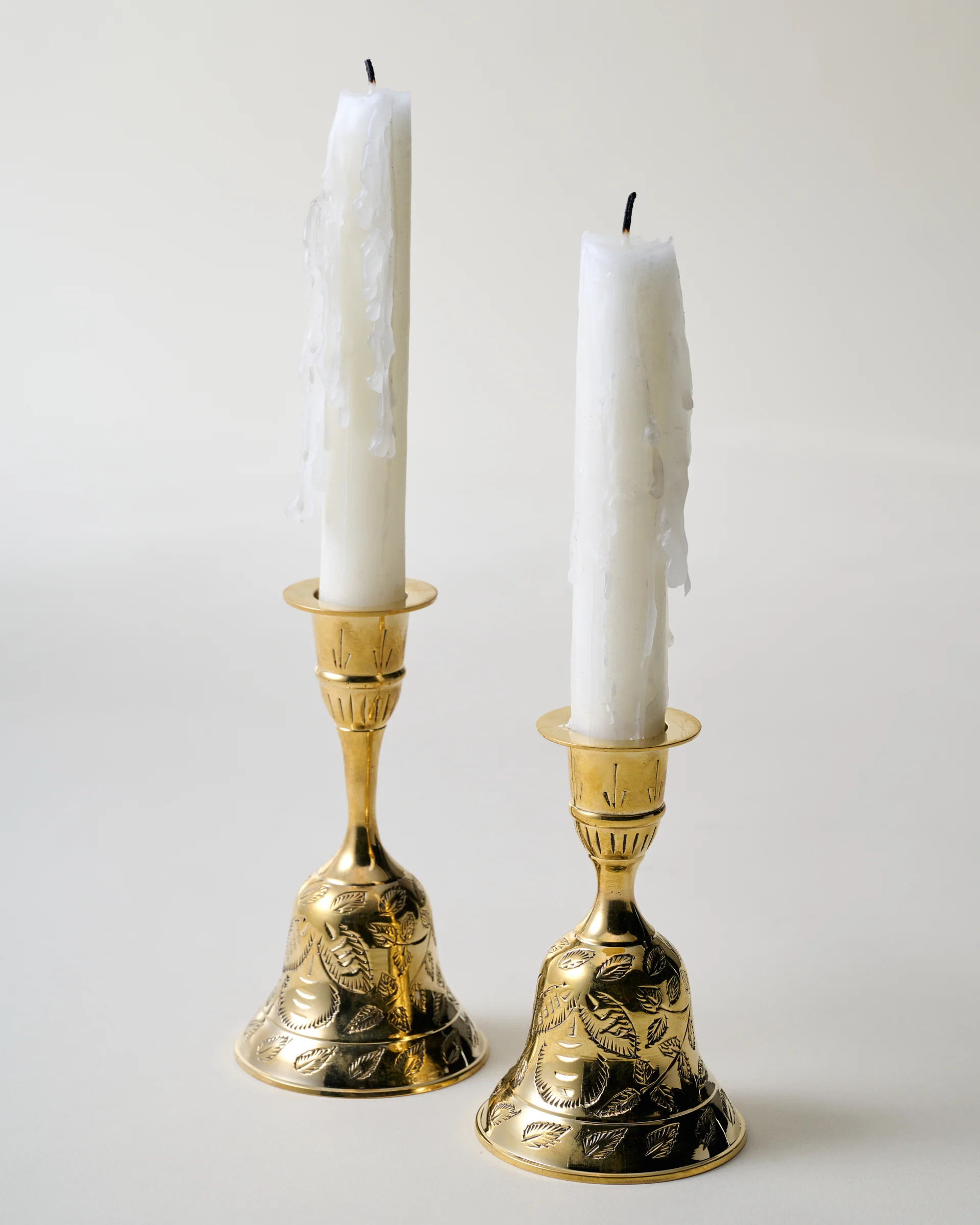 Etched Solid Brass Bell Taper Holder | Magnolia