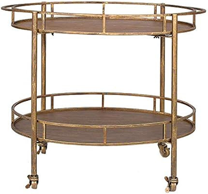 Creative Co-op Gold 2 Tier Metal Bar Cart on Casters | Amazon (US)