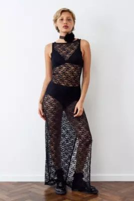 Archive At UO Black Lace Tank Maxi Dress | Urban Outfitters (EU)