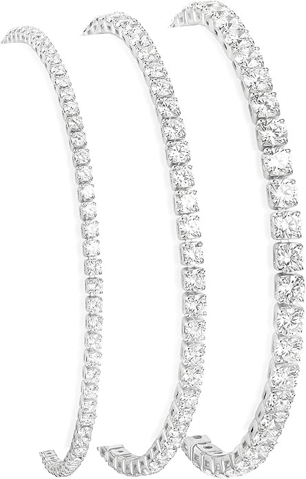 925 Sterling Silver Bracelets for Women Stack, Trendy Tennis Bangle Cuff Jewelry Set 14K Gold Pla... | Amazon (US)