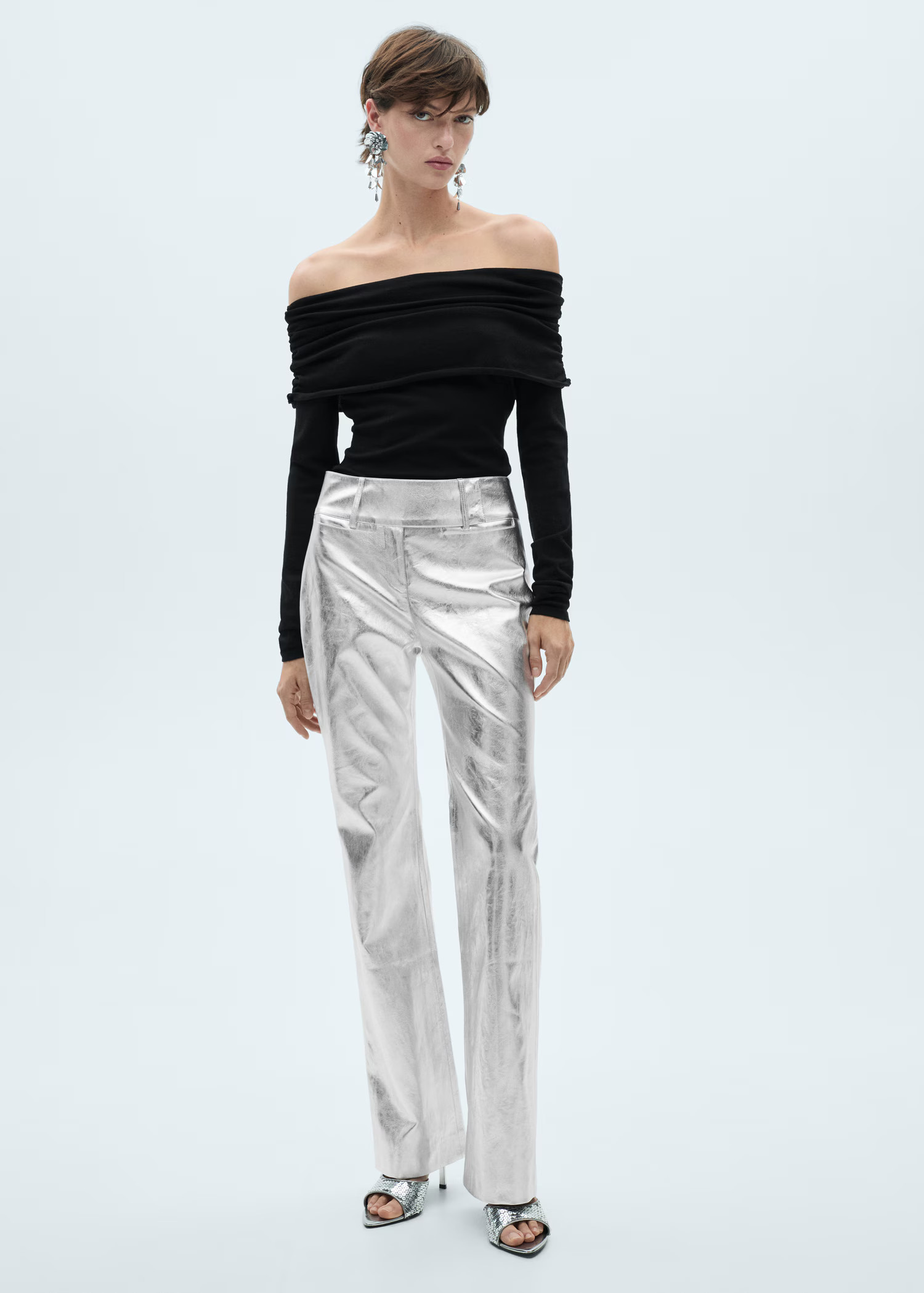 Metallic straight-fit trousers - Women | MANGO USA | Mango (US/MX/AU)