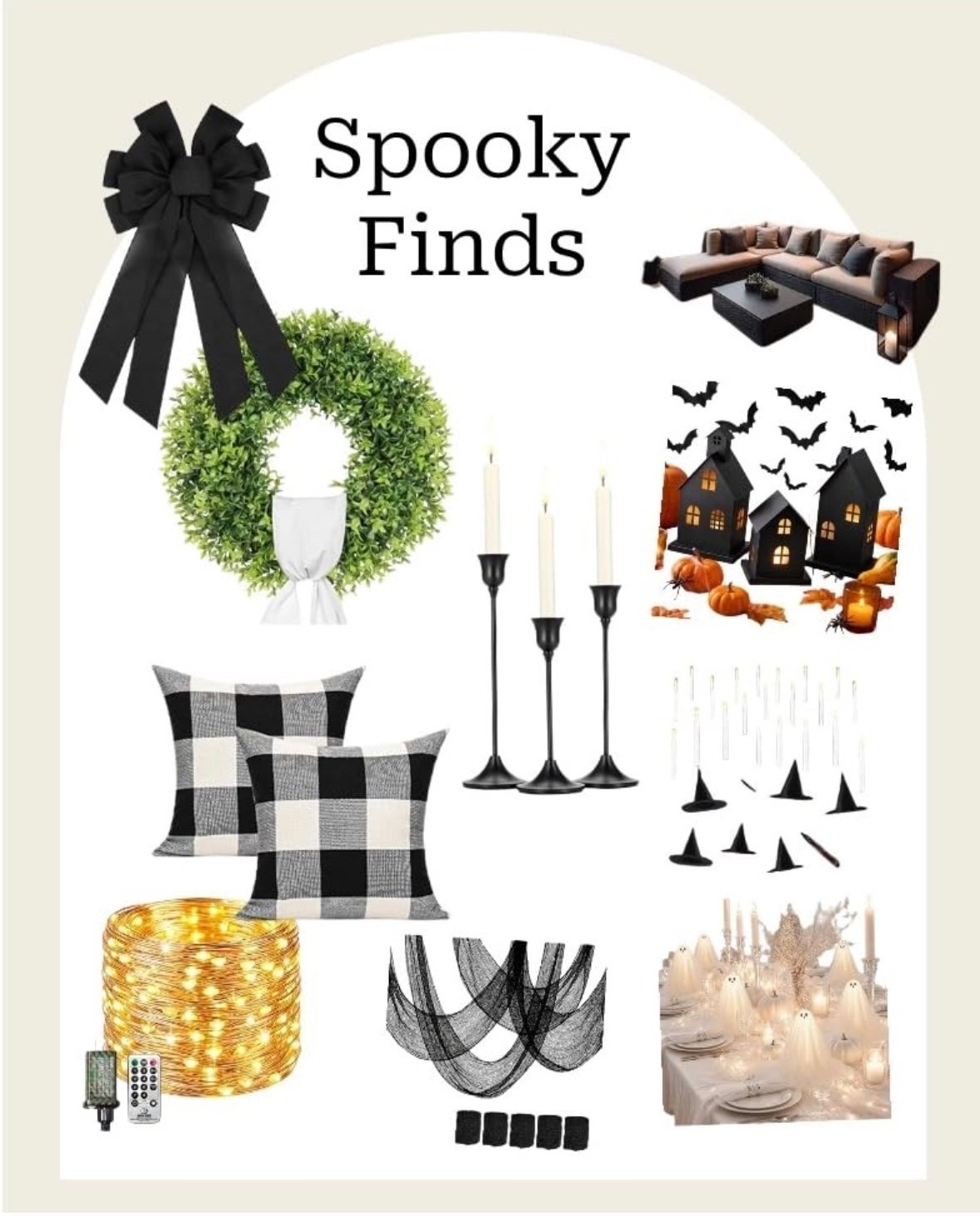 Spooky season finds 👻🖤 Affordable Halloween decor to make your home feel festive without going overboard! Think black candlesticks, floating candles, boxwood wreaths, buffalo plaid pillows, spooky cobwebs, warm string lights + a touch of haunted decor. Perfect for Halloween porch decor, mantel decor, living room decor & Halloween party decorating. 🎃

#LTKSeasonal #LTKHome #LTKmomlife