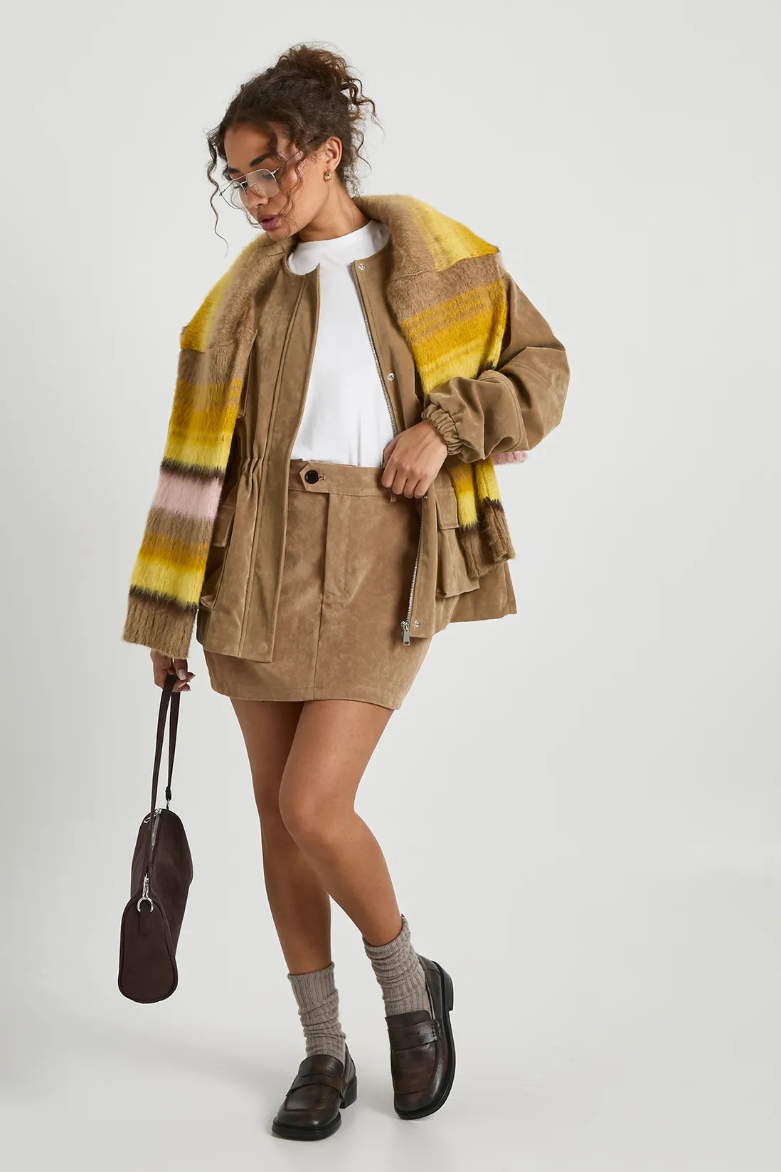 Suede Look Collarless Cinched Waist Jacket | Boohoo.com (UK & IE)