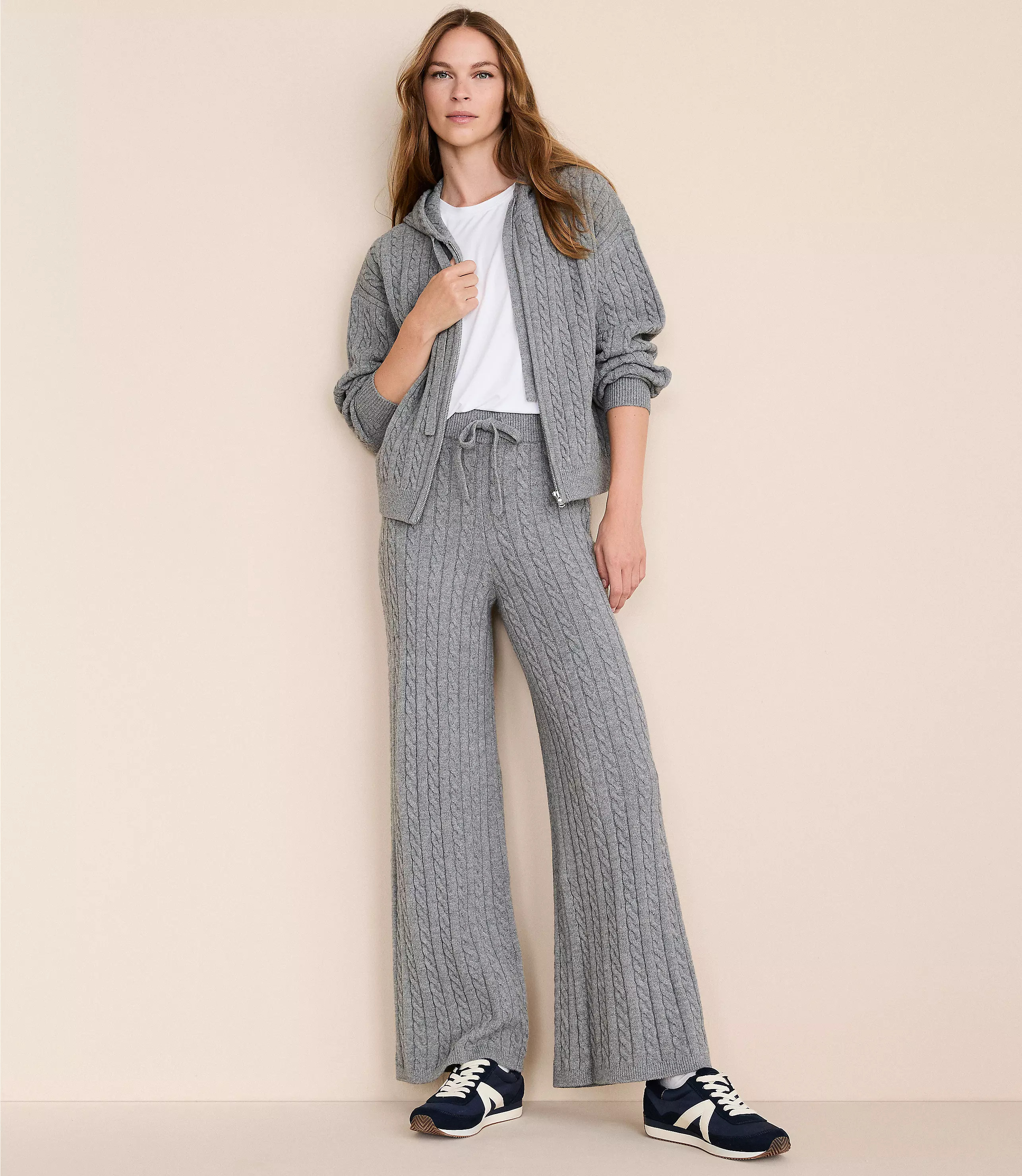 Lou & Grey Cable Sweater Wide Leg Pants | LOFT