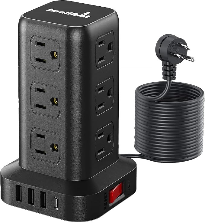 Extension Cord with Multiple Outlets, SMALLRT Surge Protector Tower, 15 FT Power Strip with USB P... | Amazon (US)