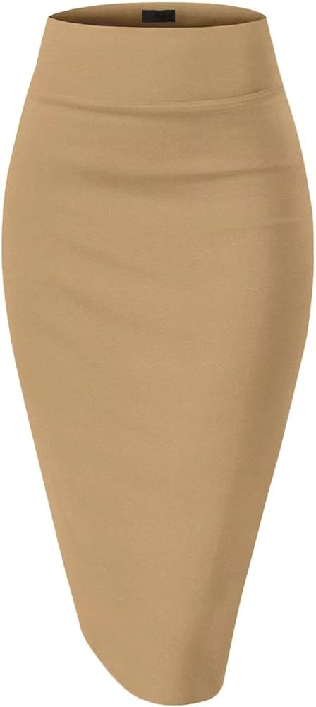 Hybrid & Company Women's Premium Nylon Ponte Stretch High Waist Pencil Suit Skirt Below Knee | Amazon (US)