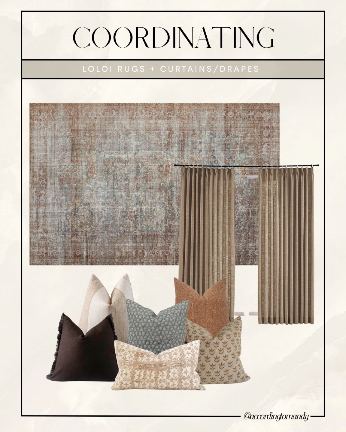 Coordinating rug, drapes, and throw pillows

Living room, curtains, pillows, interiors, inspo, combinations 

#LTKunder100 #LTKhome #LTKunder50