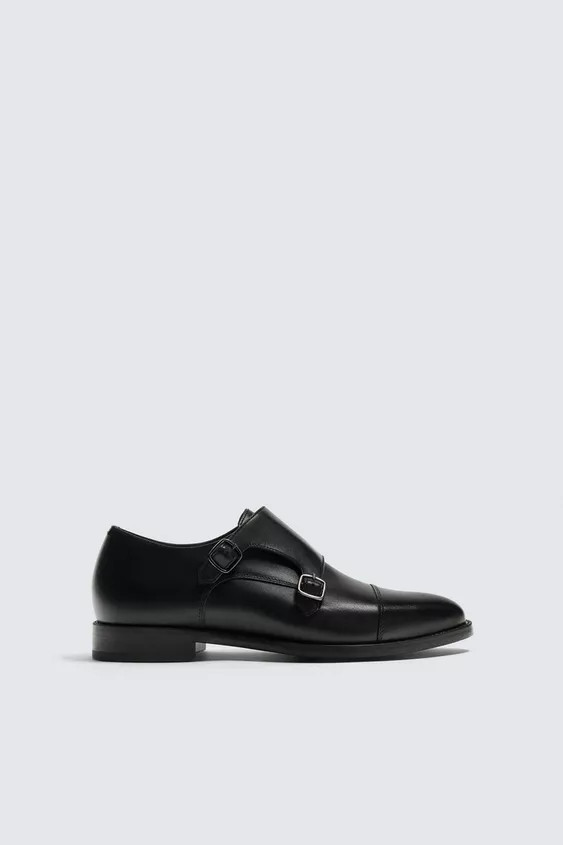 DOUBLE BUCKLE LEATHER SHOES | Zara US