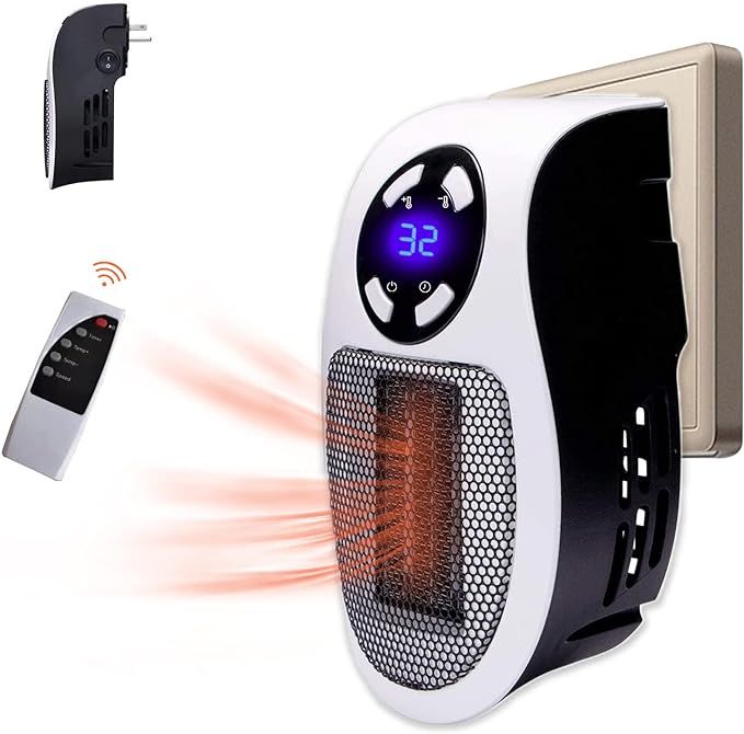 Plug in Heater for Indoor Use - 500W Smart Space Electric Fan Heater Wall Outlet Electric Space H... | Amazon (US)