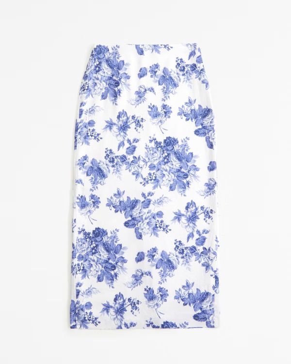Linen-Blend Column Maxi Skirt | Abercrombie & Fitch (US)