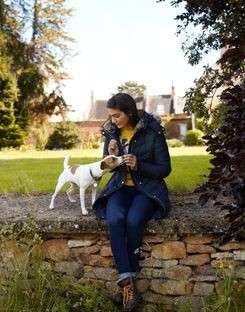 Cherington Chevron Quilted Longline Padded Coat | Joules (US)