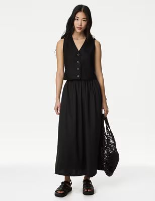 Pure Cotton Midi Skirt | Marks & Spencer (UK)