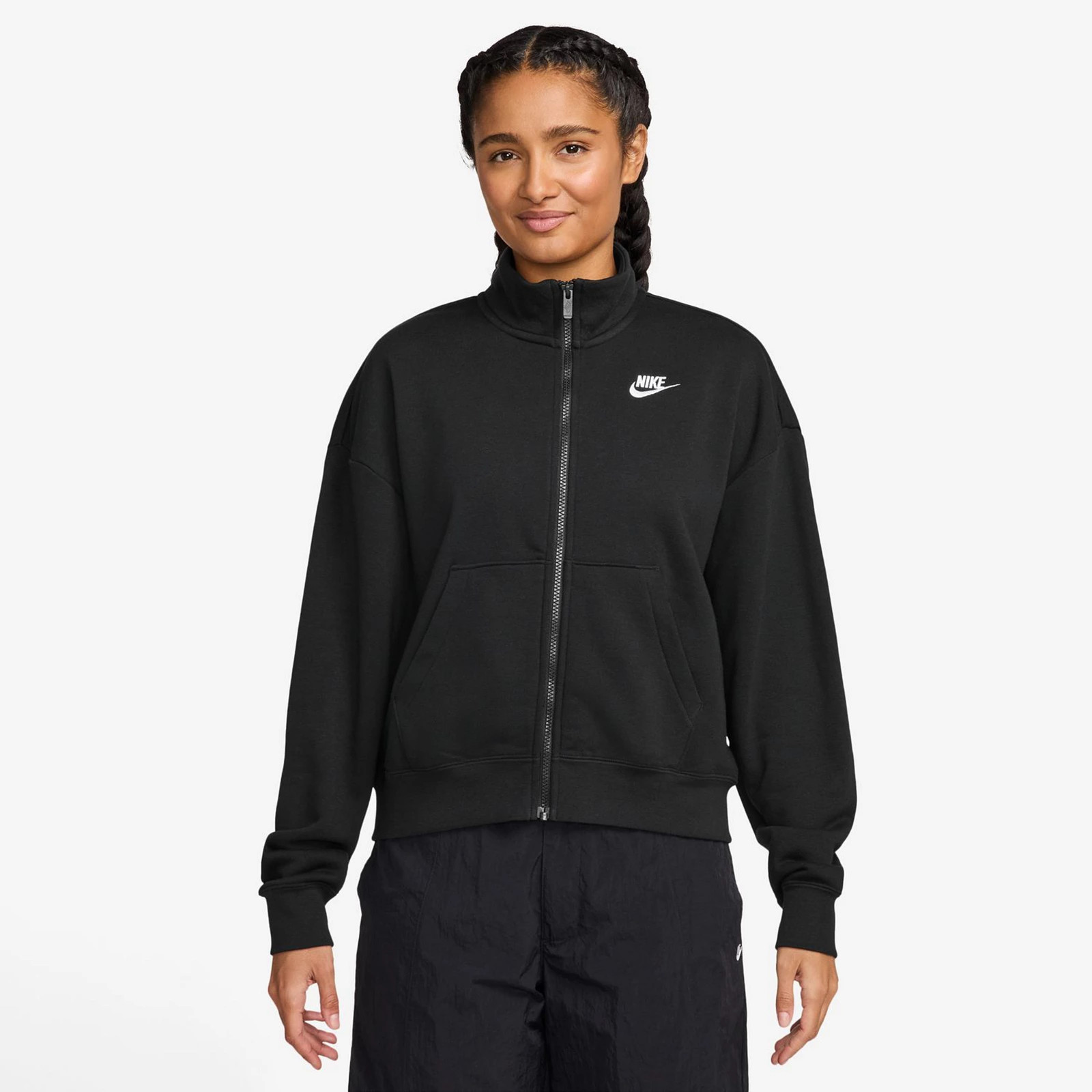 Women's Nike Sportswear Club Fleece Loose Track Jacket, Size: Large, Black | Kohl's