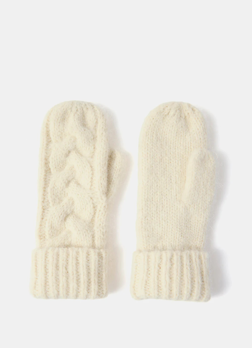 Cream Cable Knit Mittens | Mint Velvet