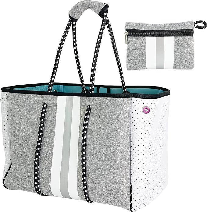 Hidora Neoprene Multipurpose Beach Bag Stylish Gym Bag Large Pool Bag Shoulder Bag Beach Tote with S | Amazon (US)