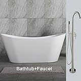 WoodbridgeBath Woodbridge Acrylic Bathtub Soaking Tub Freestanding, Brushed Nickel. B-0010 /BTA1515  | Amazon (US)