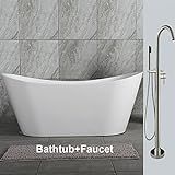 WoodbridgeBath Woodbridge Acrylic Bathtub Soaking Tub Freestanding, Brushed Nickel. B-0010 /BTA1515  | Amazon (US)
