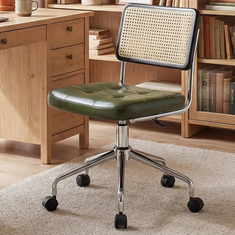 Zesthouse Mid Century Home Office Chair, Armless Desk Chair with Rattan Back, Adjustable Height T... | Amazon (US)