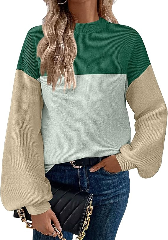 Zeagoo Sweaters for Women 2024 Fashion Trendy Long Sleeve Turtleneck Pullover Lantern Knit Sweate... | Amazon (US)