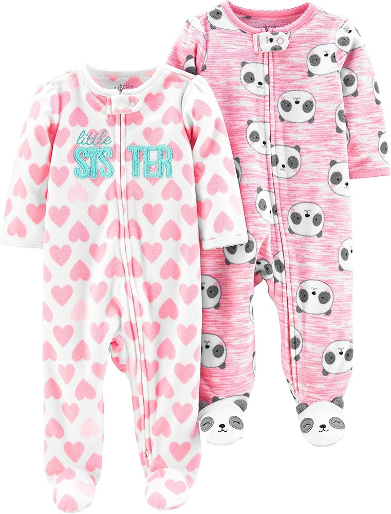 Simple Joys by Carter's Baby Girls' Fleece Footed Sleep and Play, Pack of 2 | Amazon (US)
