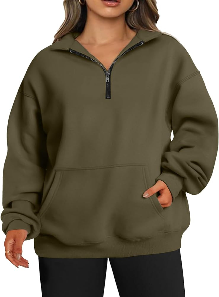 TAKEYAL Plus Size Sweatshirts for Women Pockets Half Zip Pullover Long Sleeve Oversized Drop Shou... | Amazon (US)