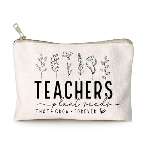 HubbgDesign Helping Little Minds Grow Makeup Bag, Best Teacher Gift, Teacher Appreciation Gift, Teachers Plant Seeds That Grow Forever, Favorite Teacher Cosmetic Bag, Teach Love Inspire Pouch Bag | Amazon (US)