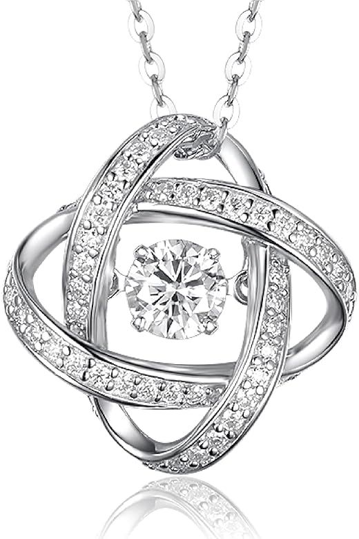 boya Moissanite Floating Diamond Cut Necklaces for Women -18K Plated Sterling Silver Chain Pendan... | Amazon (US)