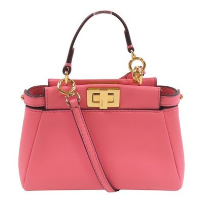 FENDI GHW Micro Peekaboo Shoulder Bag 8M0355 Calfskin Leather Pink | eBay US