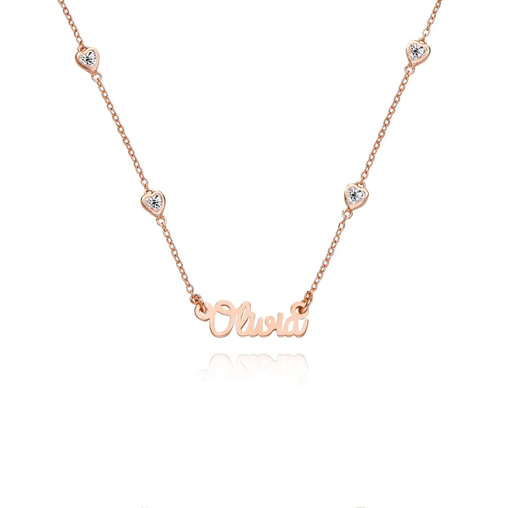 Charli Heart Chain Name Necklace in 18K Rose Gold Plating | MYKA