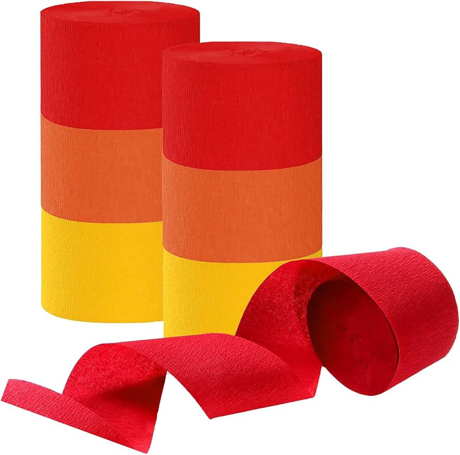 Orange and Yellow and Red Crepe Paper Streamers, Party Streamer Decorations for Various Party Fes... | Amazon (US)