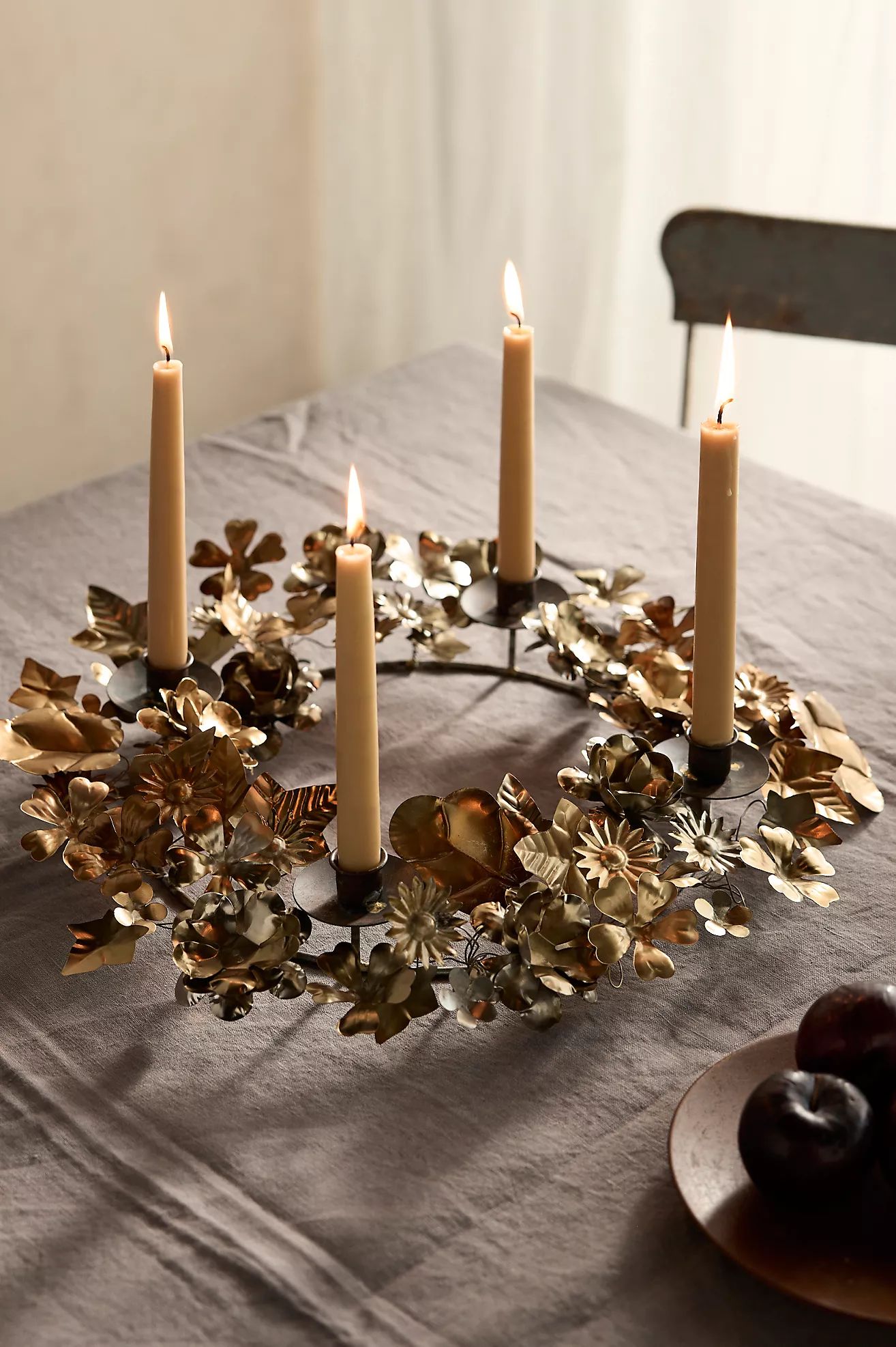 Floral Iron Wreath Candelabra | Anthropologie (US)