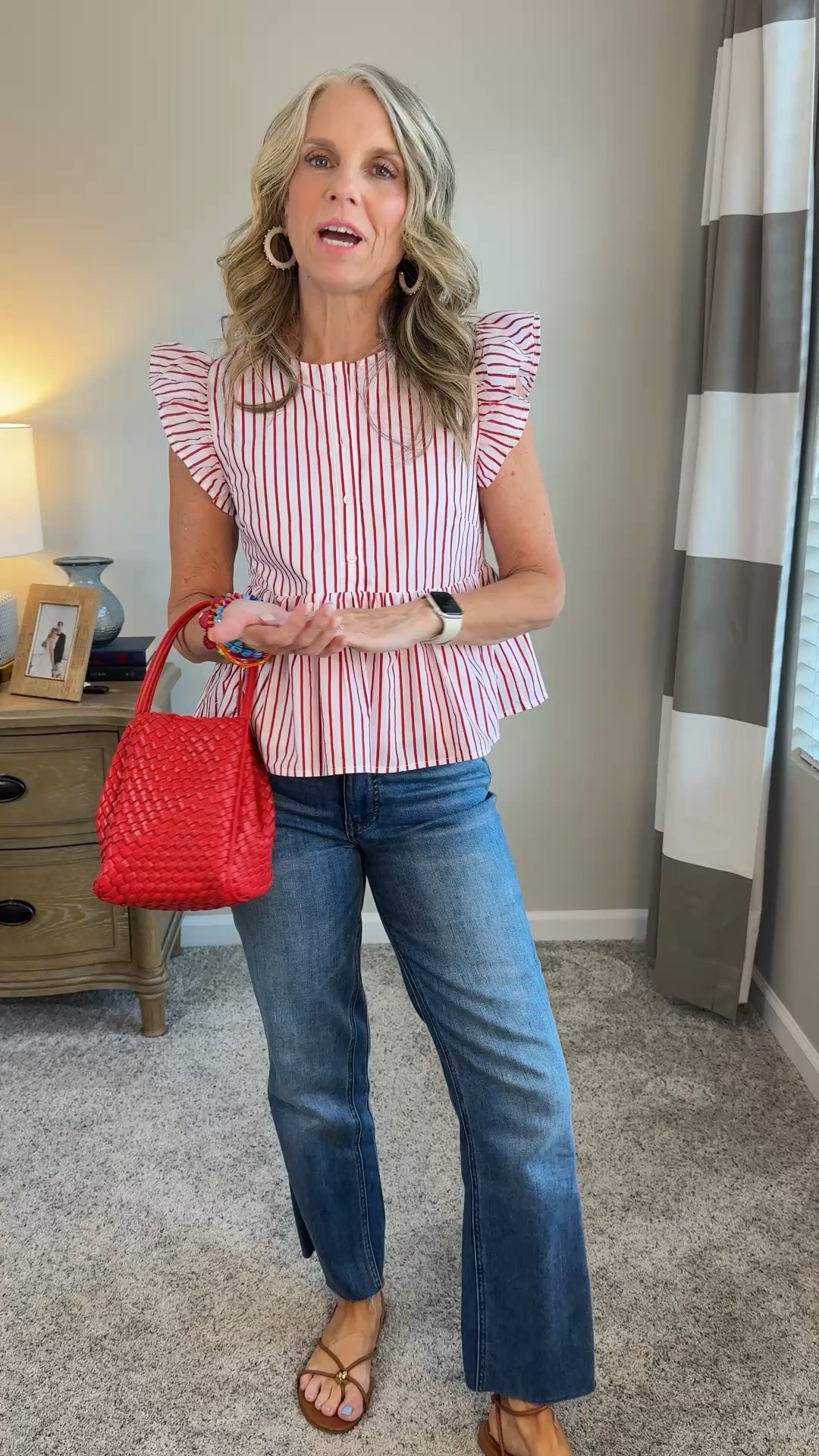 Wearing extra small top and size 2 jeans. Super cute summer outfit, Fourth of July outfit. Use code.COAST15 
Use COAST20 On Allie + Bess

#LTKootd #LTKgrwm #LTKOver40