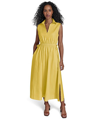 Women's Cotton Drawstring Sleeveless Midi Dress | Macy's