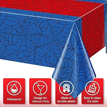 3Pcs Spider Web Themed Birthday Party Tablecloth Decorations,Blue Hero Plastic Table Cover with R... | Amazon (US)