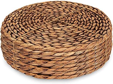 CENBOSS Round Woven Placemats (Brown Wash, 11.8" Set of 8) | Amazon (US)
